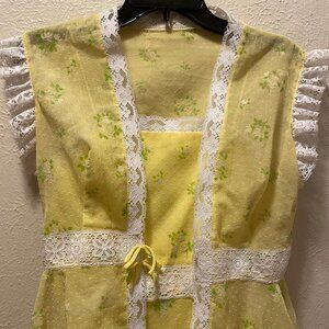 VTG Lace and Floral Swiss Dot Spaghetti Strap Maxi A-Line Dress 1970s